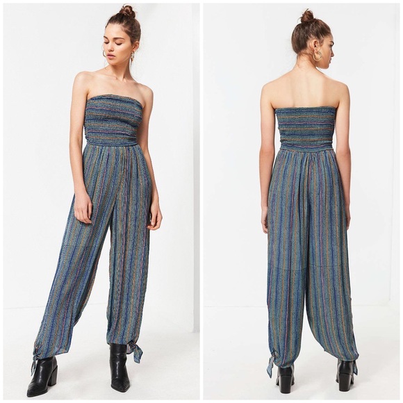 Urban Outfitters Striped Strapless Smocked Jumpsuit - Picture 8 of 14